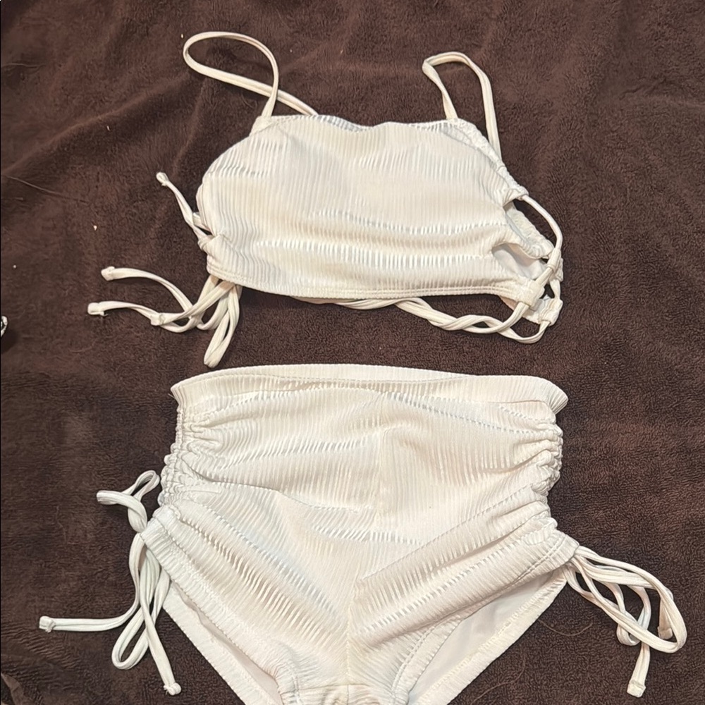 White Ruched Bikini Set